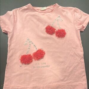 Zara Pink Kids T-Shirt with Cherry Design